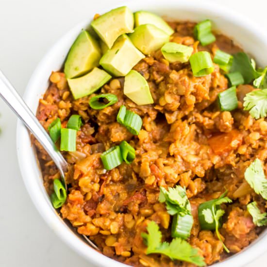 Slow Cooker Red Lentil Chili