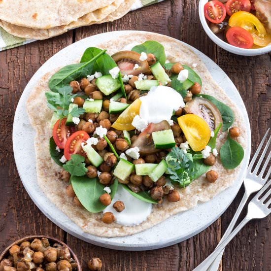Curried Chickpeas on Roti