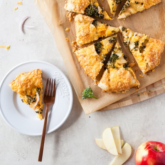 apple cheddar broccolini galette
