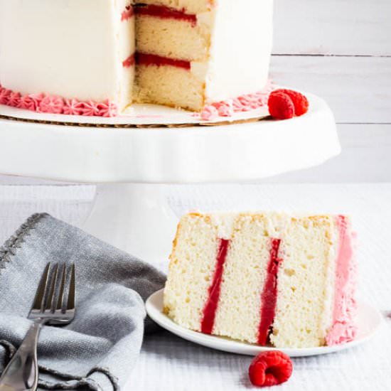 White Almond Cake with Raspberry