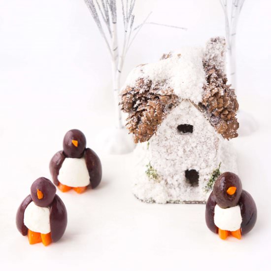 Olive & Goat Cheese Penguins