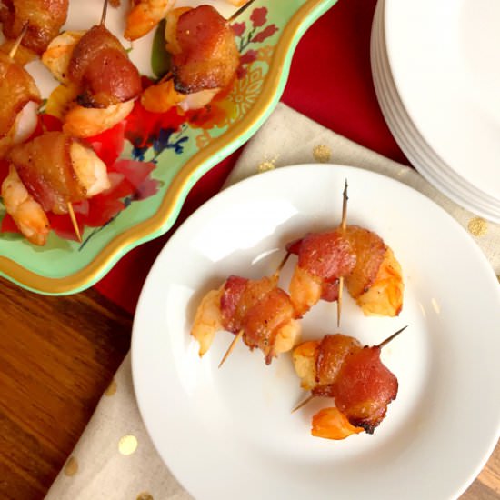 Sweet & Spicy Bacon Wrapped Shrimp