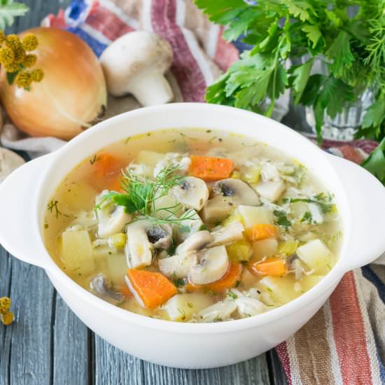 Rice and Egg Mushroom Soup