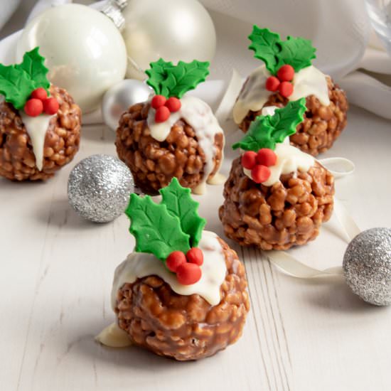 rice krispie christmas puddings
