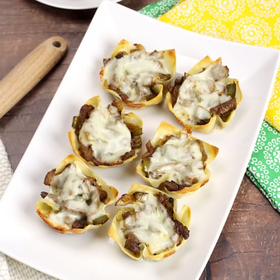 Cheesesteak Wonton Tarts