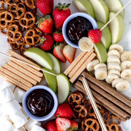 Dessert Board with Chocolate Dip