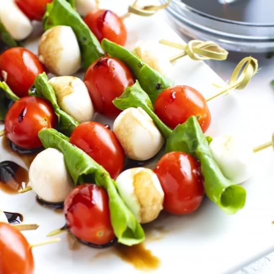 Caprese Skewers with Balsamic Glaze