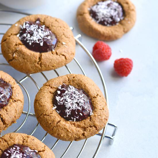 Raspberry Coconut Thumbprint Cookie