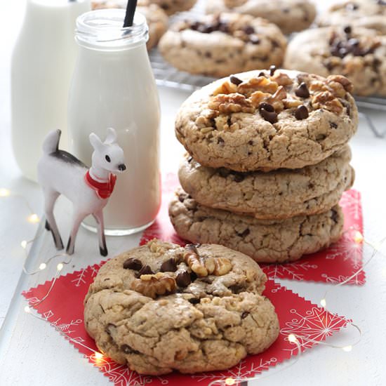 Giant Walnut Chocolate Chip Cookies