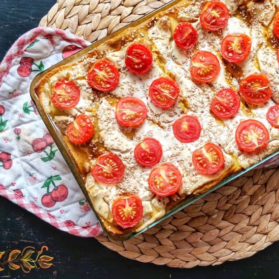 Vegan sweet potato mushroom lasagna