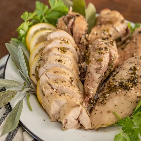 Crockpot Garlic Herb Whole Chicken