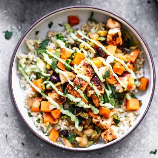Blackened Chicken Brown Rice Bowls