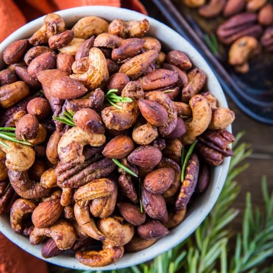 Maple Rosemary Roasted Nuts