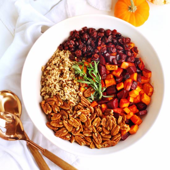 Sweet potato beet wild rice salad