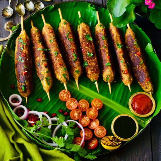 Malai Sabz Seekh Kebab