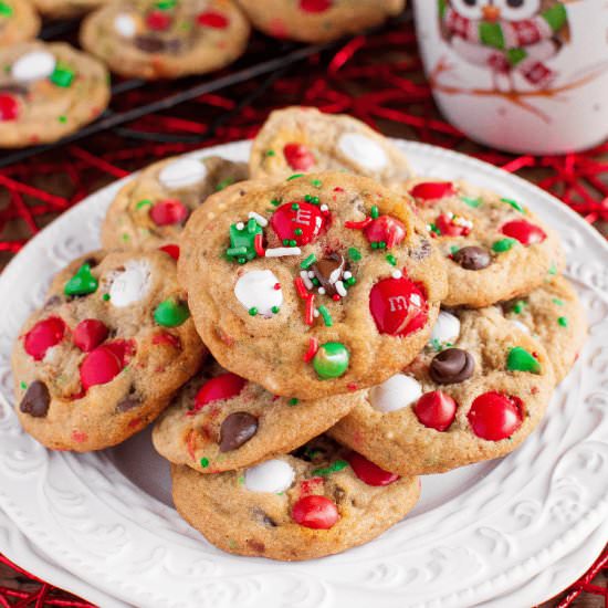 Peppermint M&M Christmas Cookies