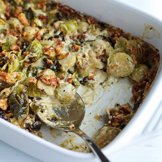 Cheesy Brussels Sprouts Gratin