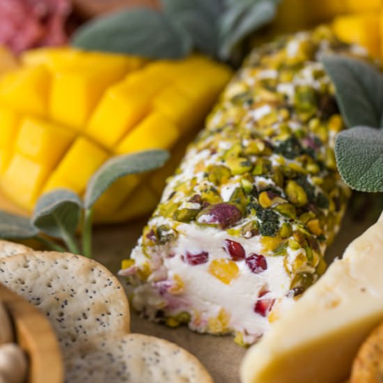 Pistachio Crusted Mango Cheese Log