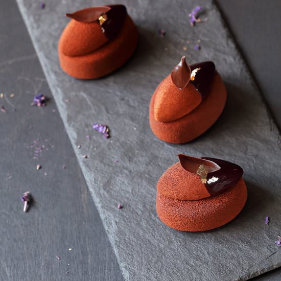 Chocolate Violet Mousse Cakes