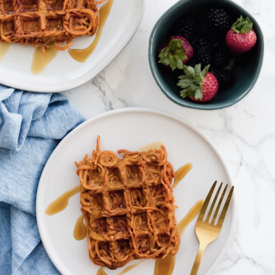 Pumpkin Spice Sweet Potato Waffles