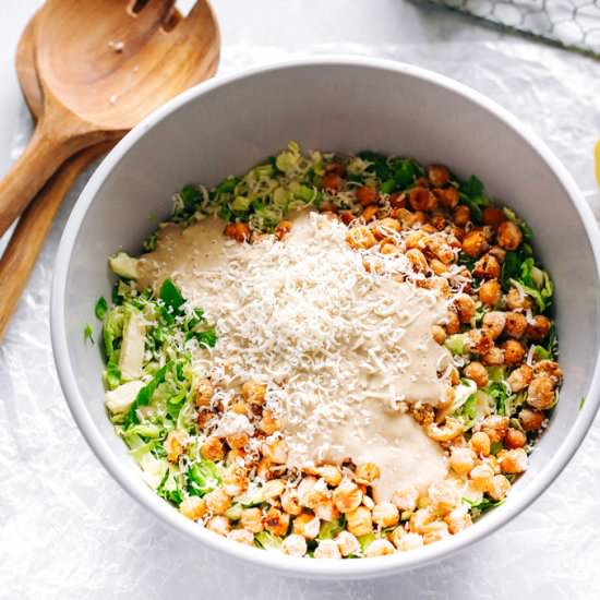Vegan Brussels Sprouts Caesar Salad