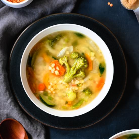 Peanut Miso Soup with Lentils