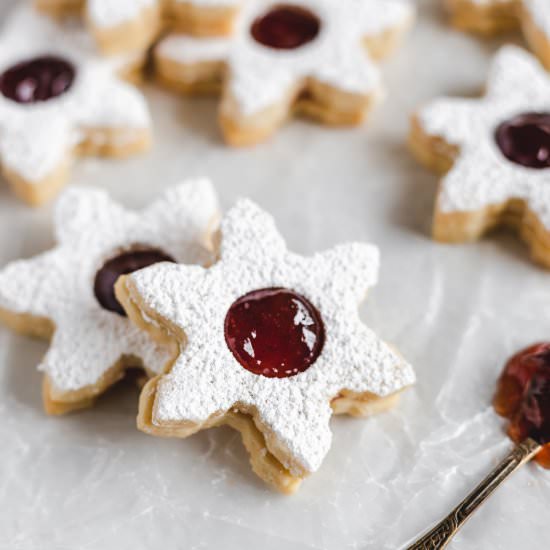 Strawberry Almond Linzer Cookies