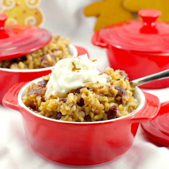 Cranberry Gingerbread Rice Pudding