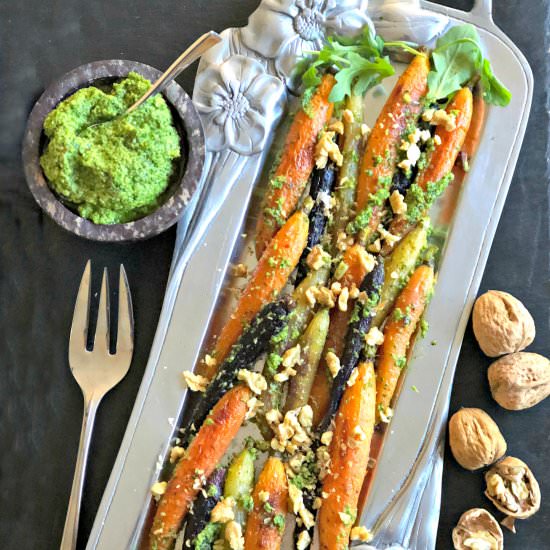 Walnut-Arugula Pesto Carrots
