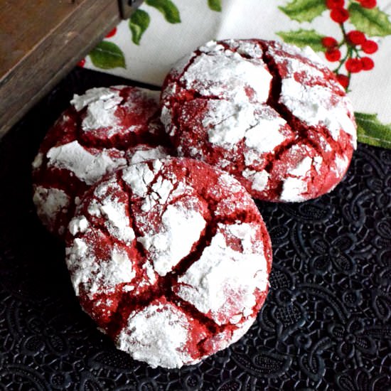 Red Velvet Crinkle Cookies