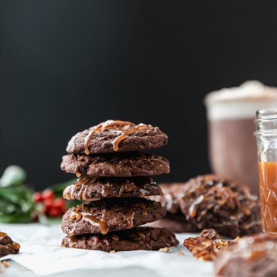 Chocolate Pecan Caramel Cookies