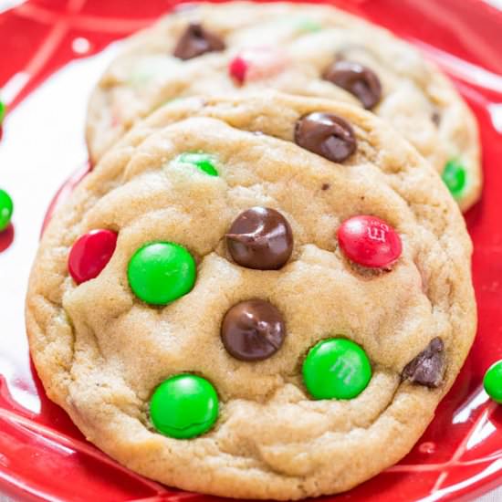 Soft & Chewy M&M Choc Chip Cookies