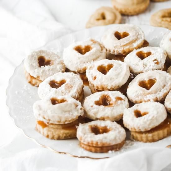 Salted Caramel Linzer Cookies