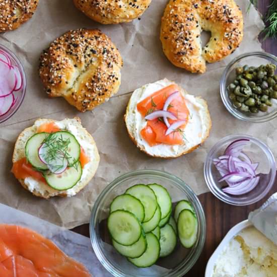 Setting up an Easy Bagel Bar Brunch