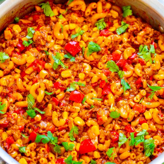 One-Skillet Tex Mex Mac & Cheese