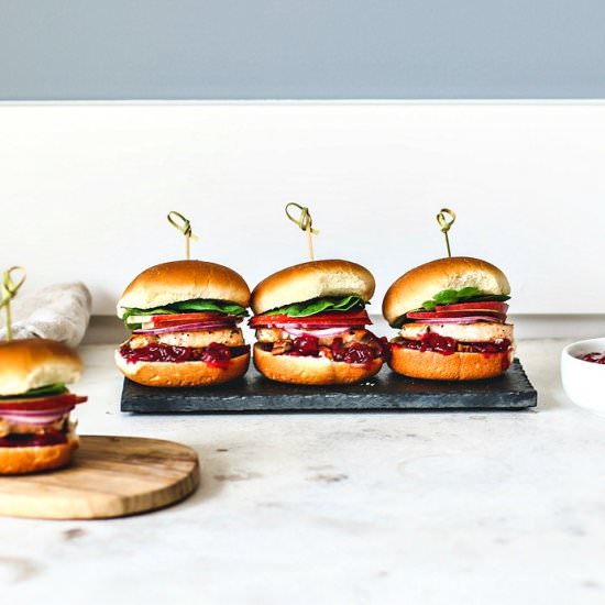 salmon sliders w/ cranberry sauce