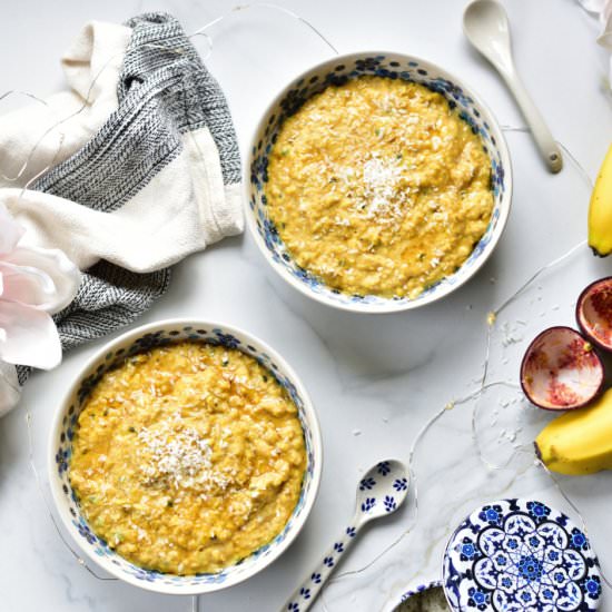 Banana and passion fruit oatmeal