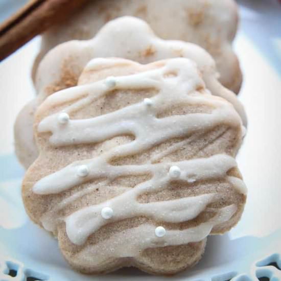 Glazed Eggnog Shortbread Cookies