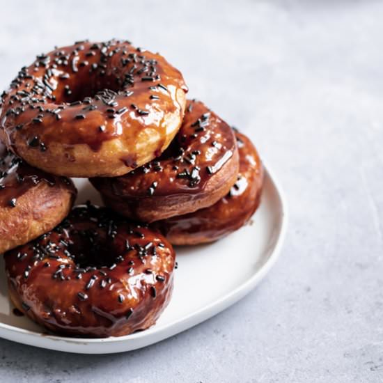 Vegan Chocolate Glazed Doughnuts