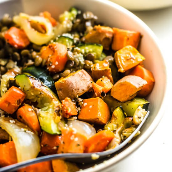 Roasted Vegetable Lentil Salad