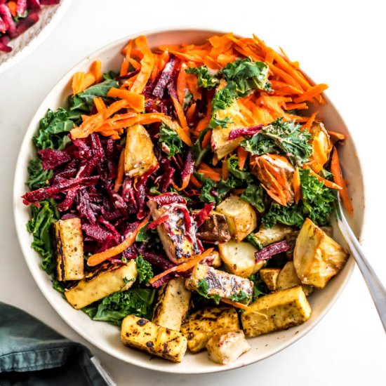 Carrot Beet Kale Salad with Tofu