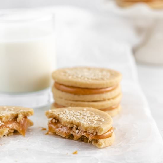 Tahini Cookies with Dulce de Leche