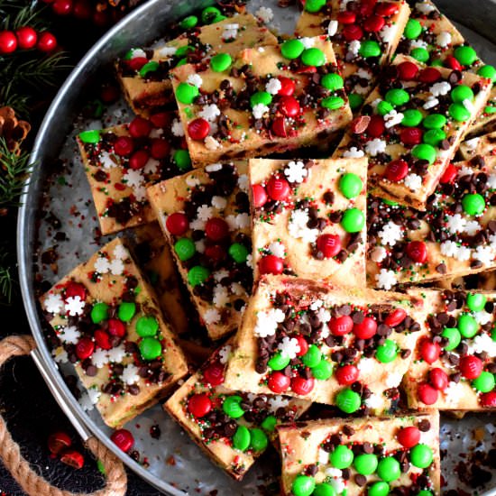 Sheet Pan M&M Chocolate Holiday Bar