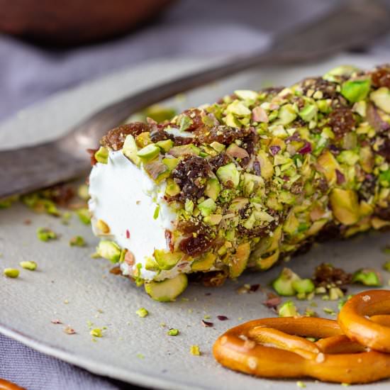 honey pistachio goat cheese log
