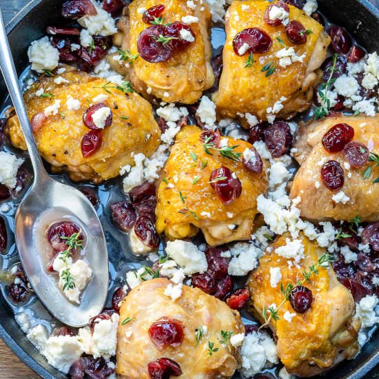 One Pan Cranberry Roasted Chicken Skillet