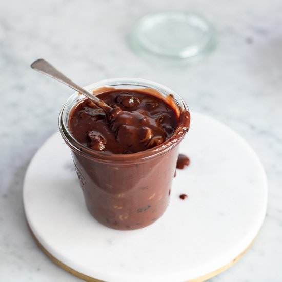 Christmas pudding chocolate sauce