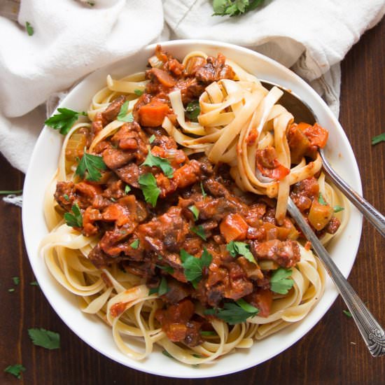 Pasta with Mushroom Bolognese