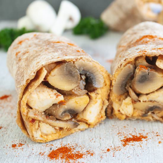 Spicy Chicken and Mushrooms Wrap