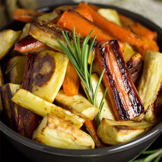 Honey Roast Parsnips and Carrots
