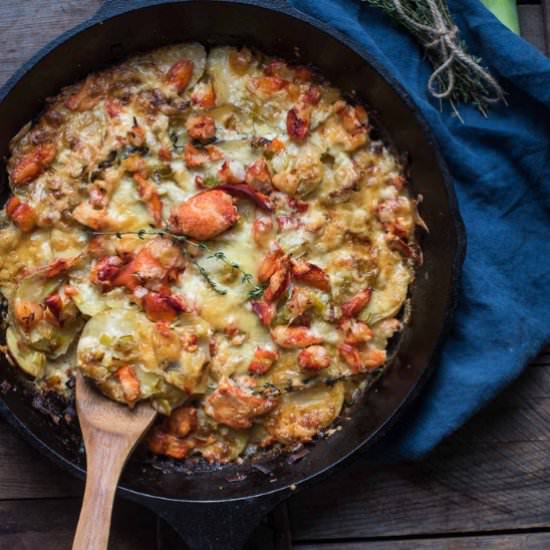 Leek and Lobster Potato Gratin
